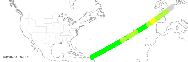 Turbulence forecast map for KLM787, AMS to SXM