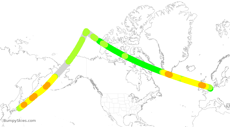 Turbulence forecast map for KLM862, JAA to HAM