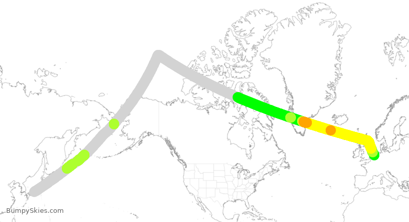 Turbulence forecast map for KLM868, JBB to HAM