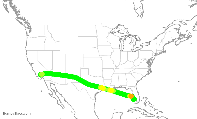 Turbulence forecast map for KOW125, APF to VNY