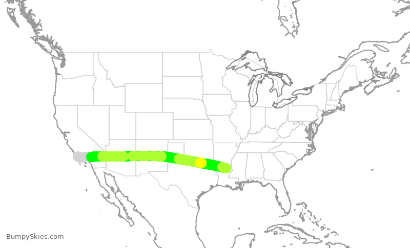 Turbulence forecast map for KOW125, SBA to MLU
