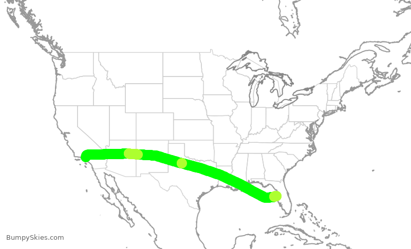 Turbulence forecast map for KOW161, BUR to PIE
