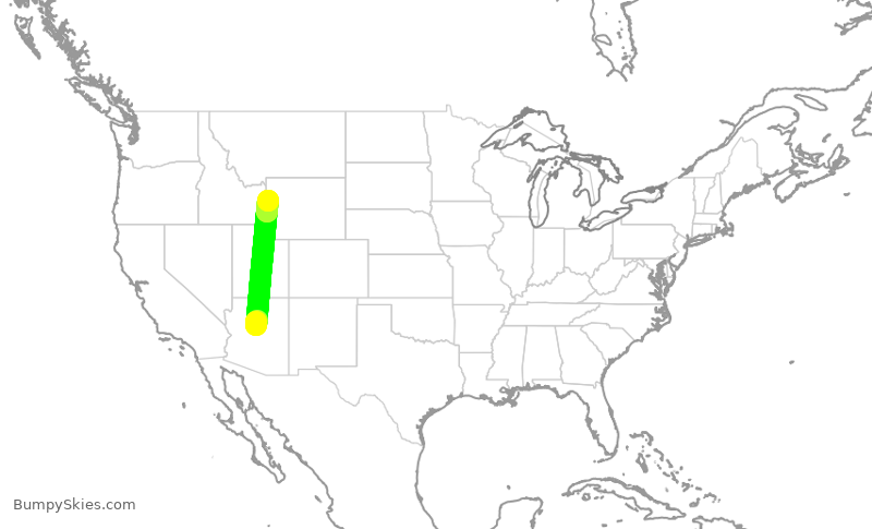 Turbulence forecast map for KOW161, SDX to JAC
