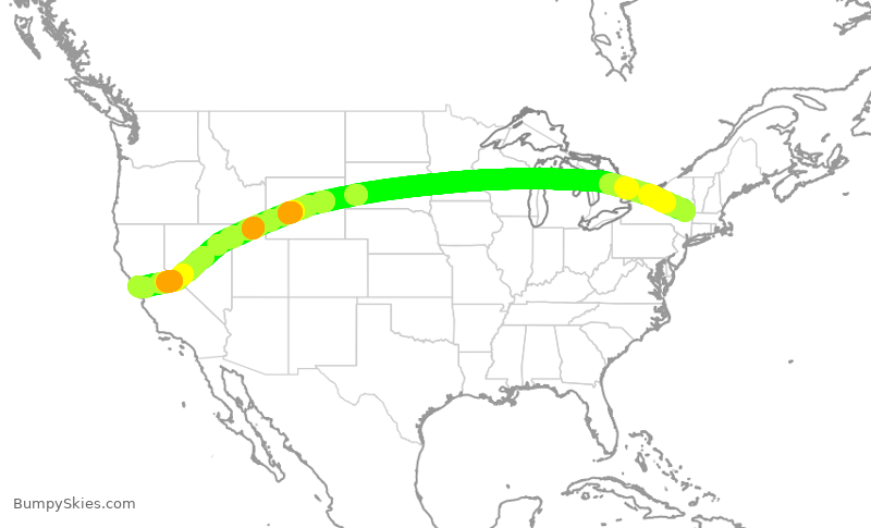 Turbulence forecast map for KOW186, ALB to HWD