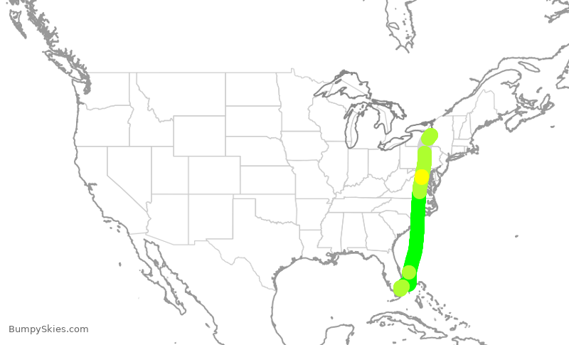 Turbulence forecast map for KOW186, SYR to OPF