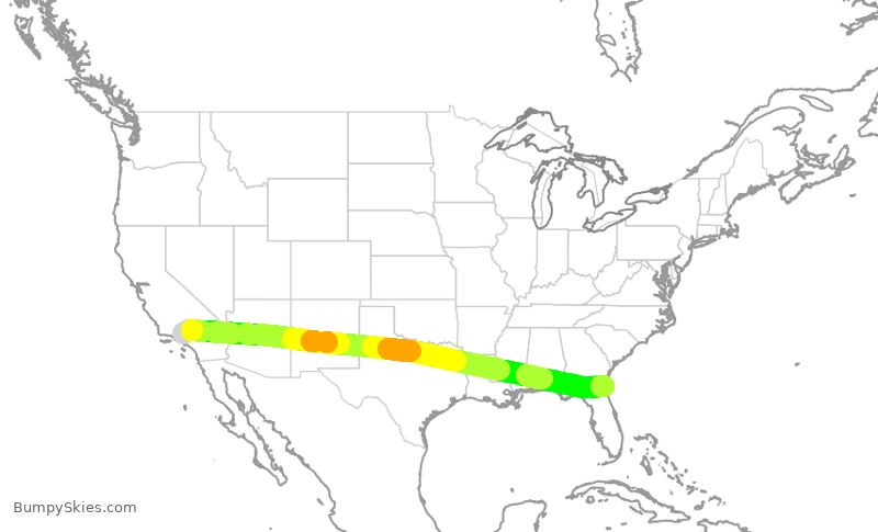 Turbulence forecast map for KOW201, VNY to FHB