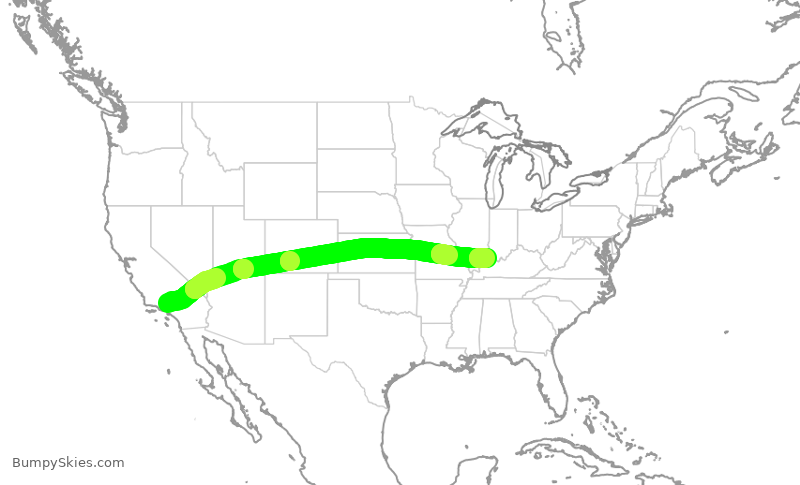 Turbulence forecast map for KOW206, VNY to EVV