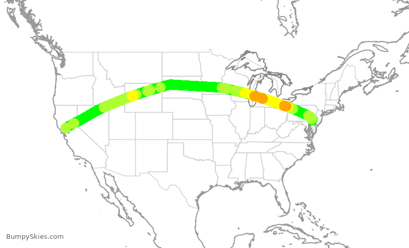 Turbulence forecast map for KOW301, APC to ILG
