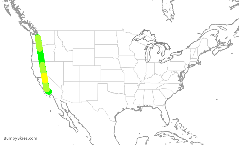 Turbulence forecast map for KOW301, BFI to VNY