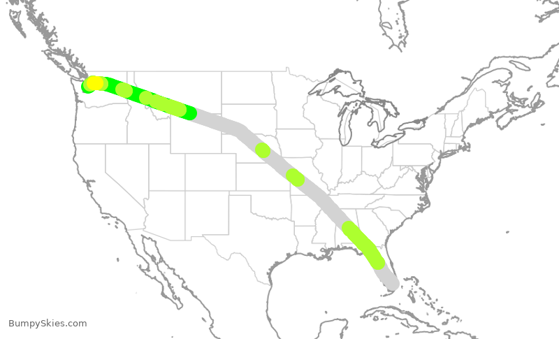 Turbulence forecast map for KOW301, OPF to BFI