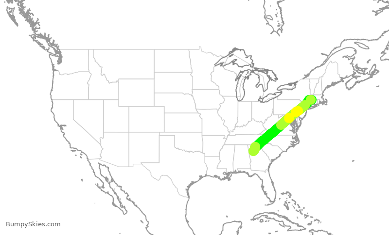 Turbulence forecast map for KOW370, BDL to PDK