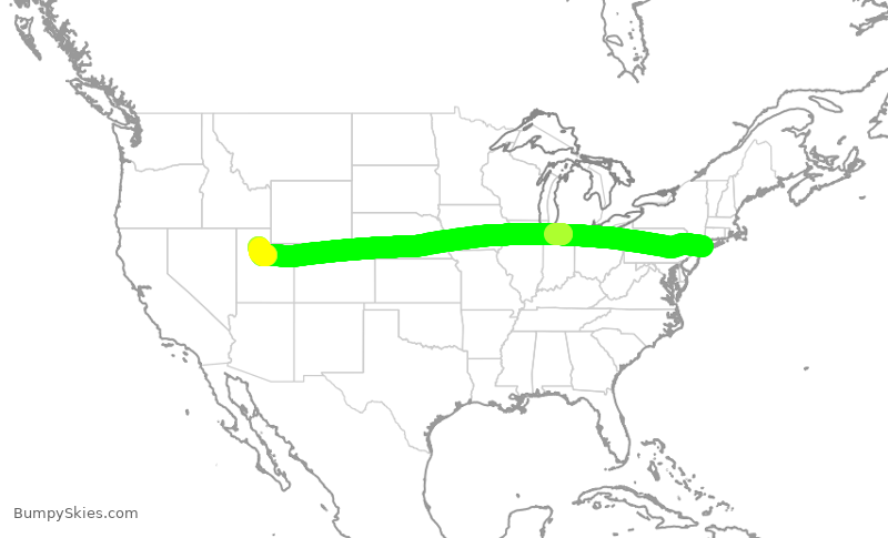 Turbulence forecast map for KOW370, FRG to SLC