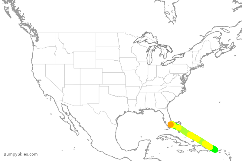 Turbulence forecast map for KOW373, SJU to OPF