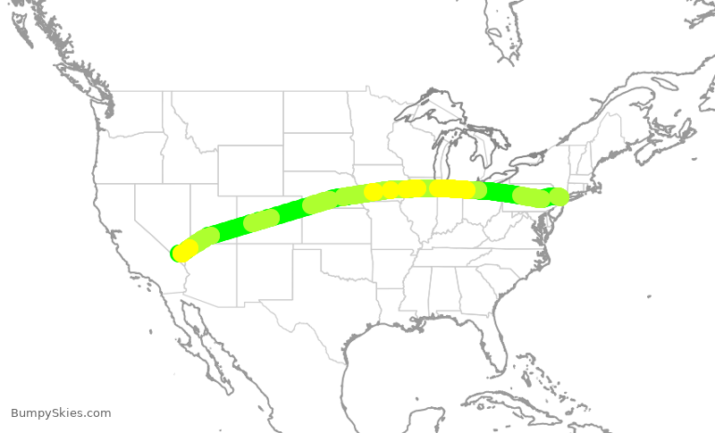 Turbulence forecast map for KOW416, TEB to LAS