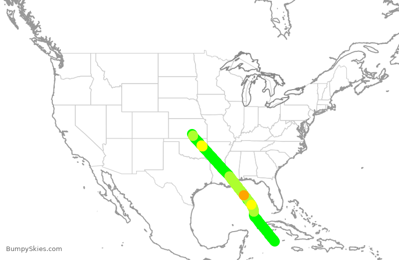 Turbulence forecast map for KOW519, GCM to ICT