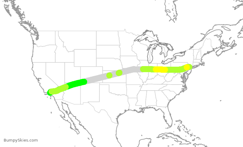 Turbulence forecast map for KOW51, MMU to VNY