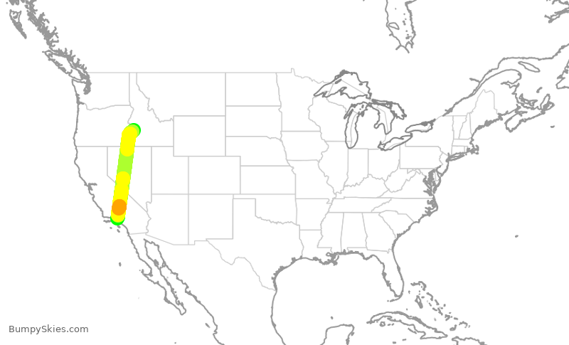 Turbulence forecast map for KOW526, BOI to VNY