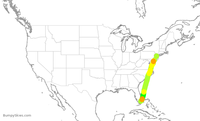 Turbulence forecast map for KOW526, MMU to OPF