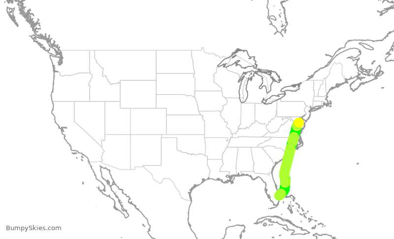 Turbulence forecast map for KOW529, PBI to ESN