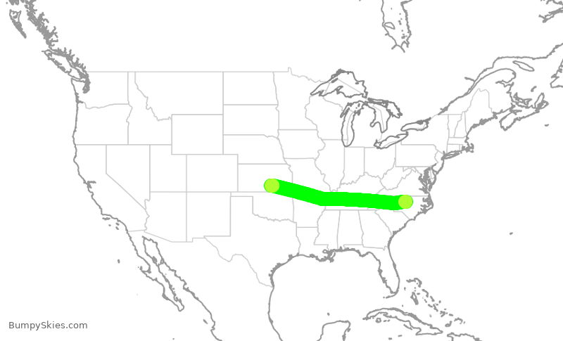 Turbulence forecast map for KOW530, RDU to ICT