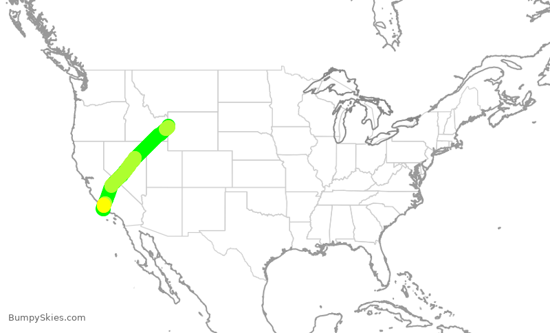 Turbulence forecast map for KOW541, JAC to SBA