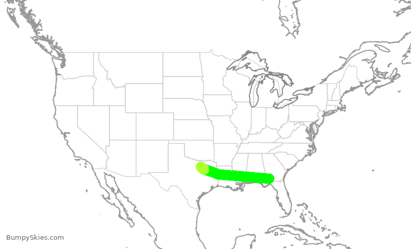 Turbulence forecast map for KOW542, TVI to DAL