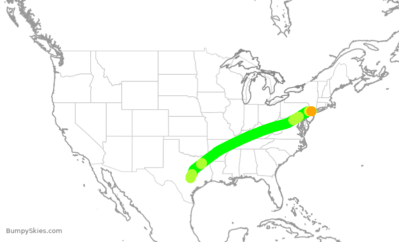 Turbulence forecast map for KOW549, EWR to AUS