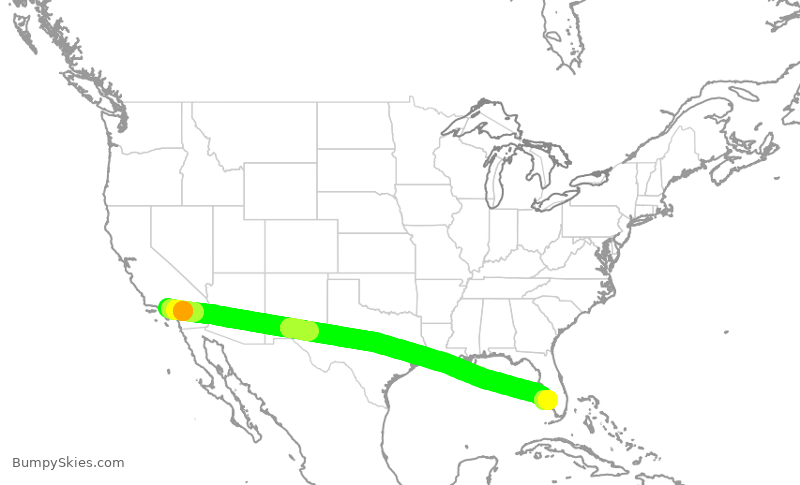Turbulence forecast map for KOW552, BUR to RSW