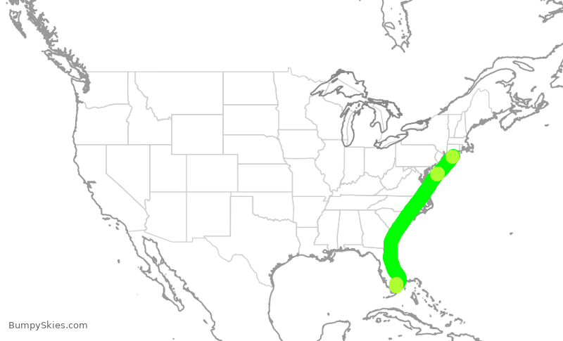 Turbulence forecast map for KOW553, FOK to OPF