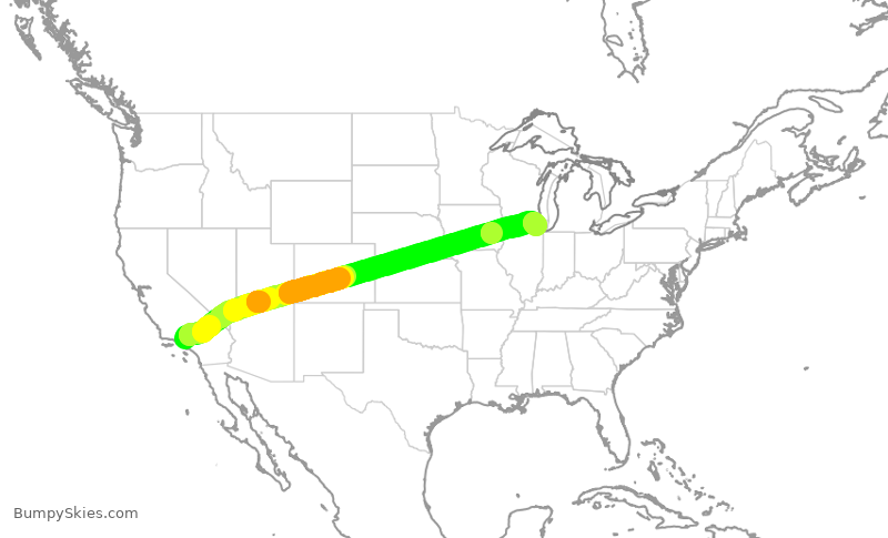 Turbulence forecast map for KOW554, VNY to PWK