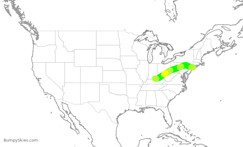 Turbulence forecast map for KOW700, SDF to FRG
