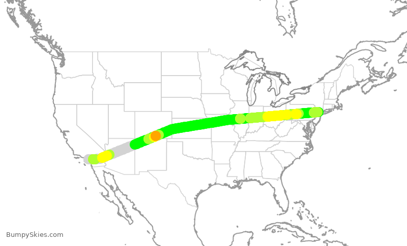 Turbulence forecast map for KOW703, SNA to TEB