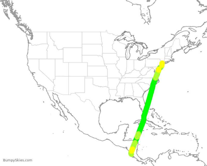 Turbulence forecast map for KOW733, TEB to LIR