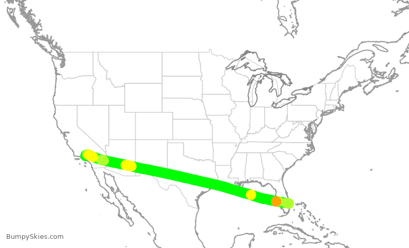 Turbulence forecast map for KOW910, VNY to PBI