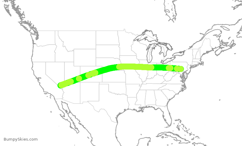 Turbulence forecast map for KOW939, MDT to LAS