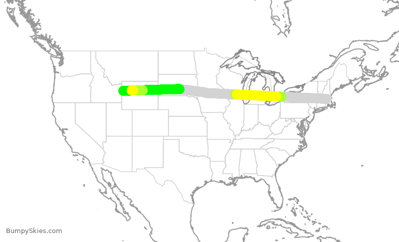Turbulence forecast map for KOW954, BED to JAC