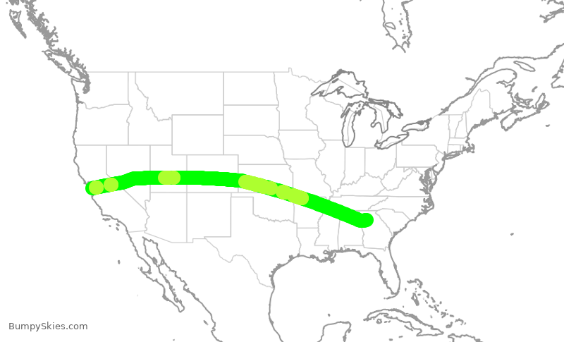 Turbulence forecast map for KOW955, PDK to SJC