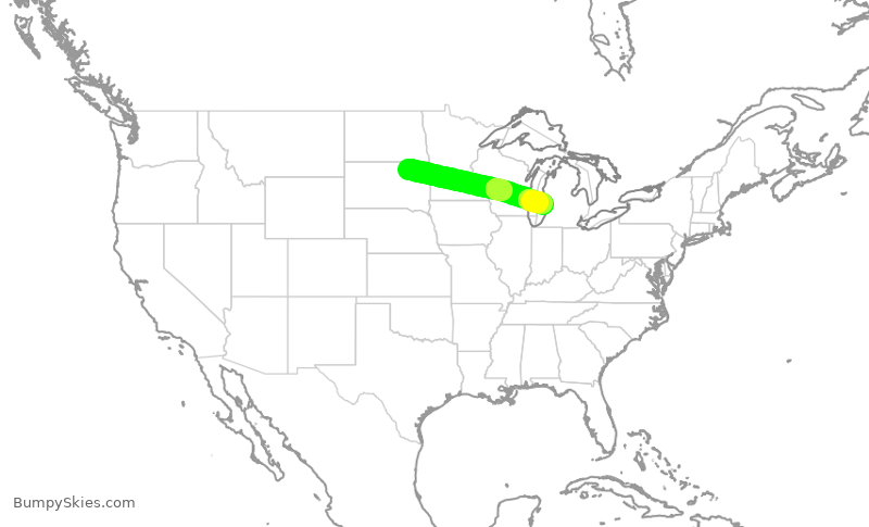Turbulence forecast map for KOW957, ABR to MKG
