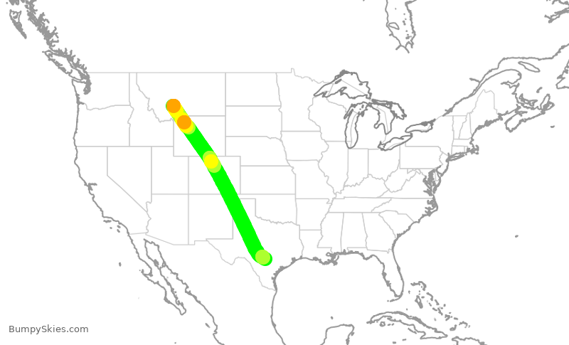 Turbulence forecast map for KOW957, BZN to SAT
