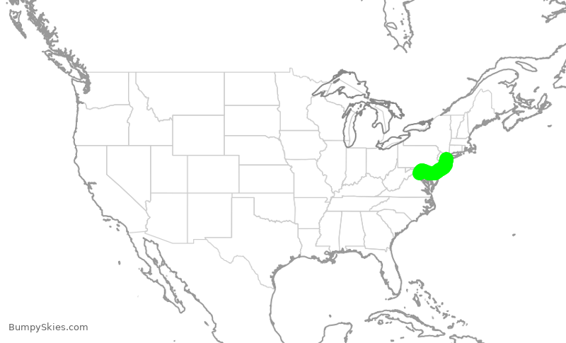 Turbulence forecast map for KOW957, IAD to JFK