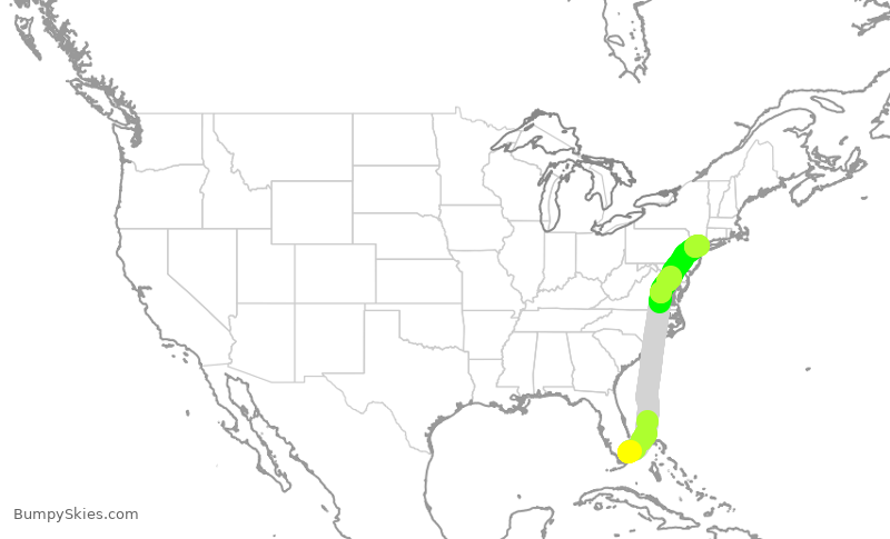 Turbulence forecast map for KOW957, OPF to TEB