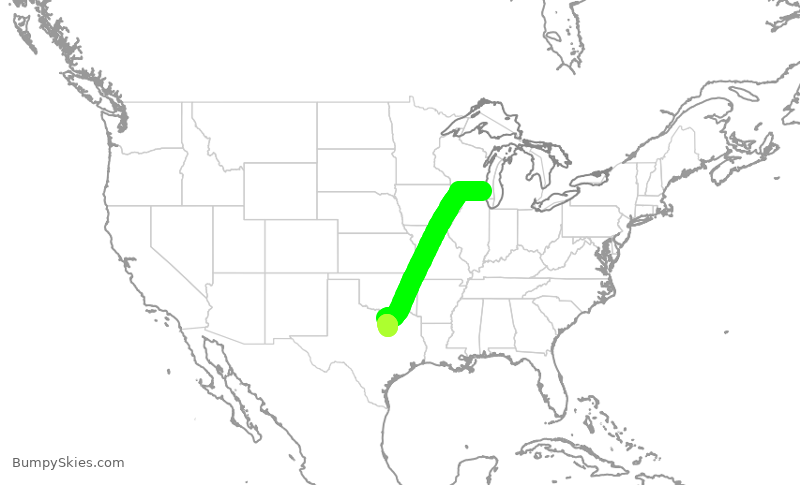 Turbulence forecast map for KOW965, MKE to KGKY