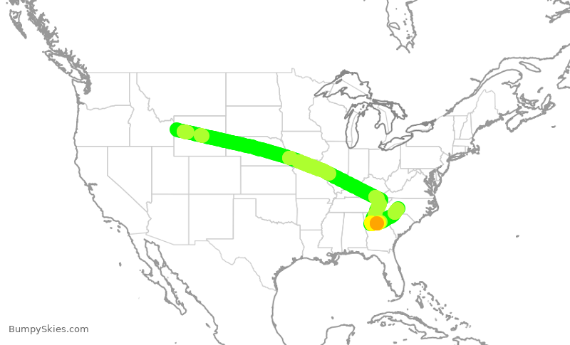 Turbulence forecast map for KOW971, JAC to USA