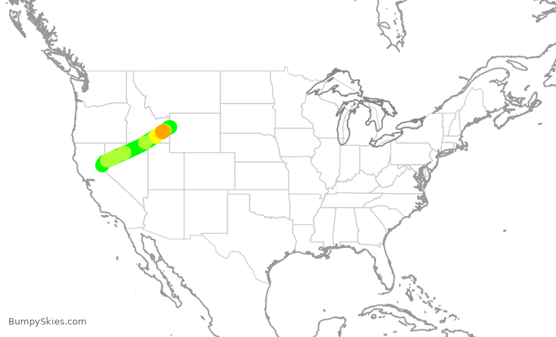 Turbulence forecast map for KOW971, TKF to JAC