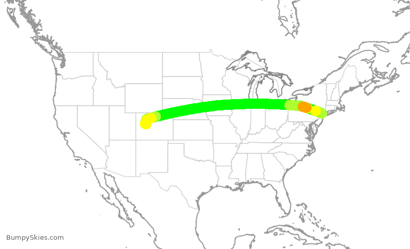 Turbulence forecast map for KOW978, ASE to TEB