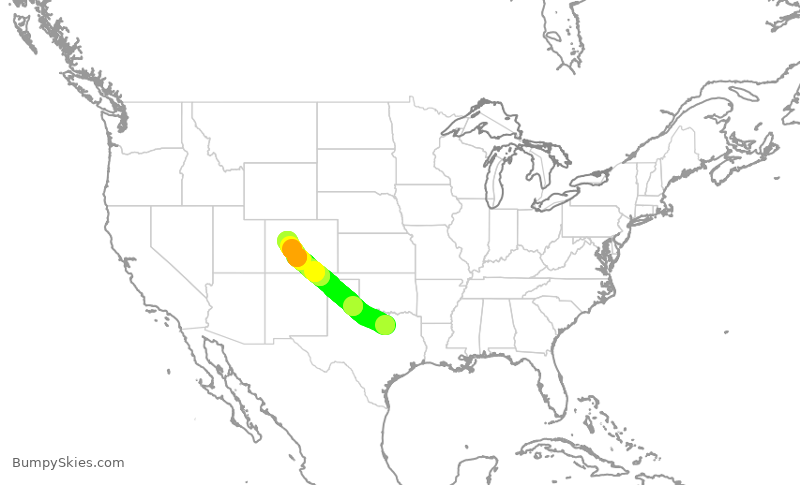 Turbulence forecast map for KOW978, FTW to ASE