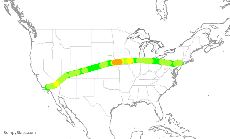 Turbulence forecast map for KOW988, TEB to VNY