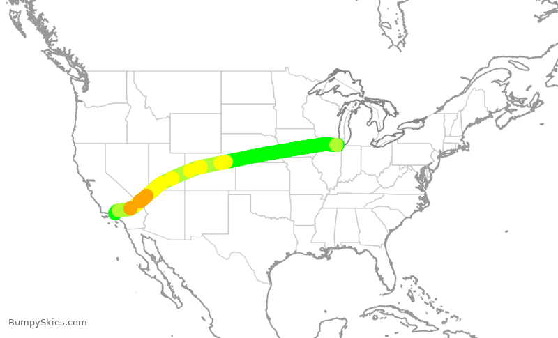 Turbulence forecast map for KOW992, MDW to VNY