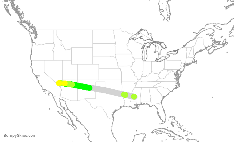 Turbulence forecast map for KOW998, JAN to LAS