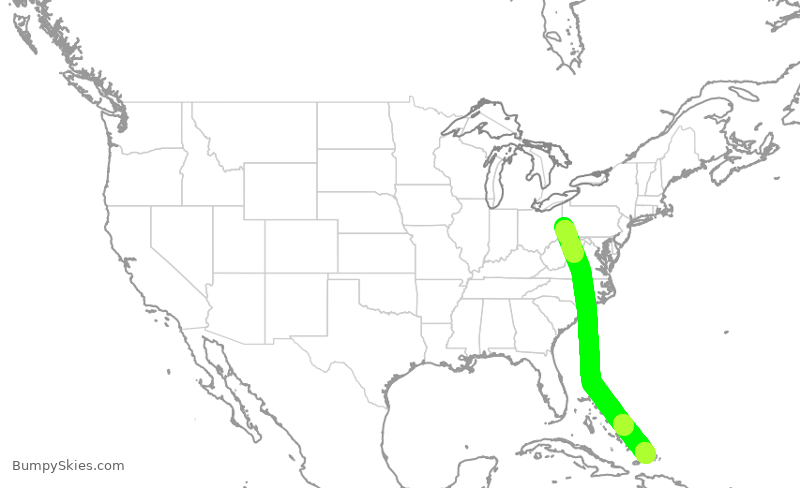 Turbulence forecast map for KPO500, PIT to BPV